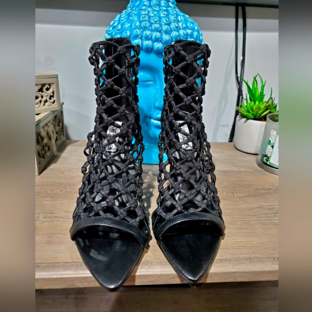 Steve Madden Black Stiletto Heels with Lace Design
